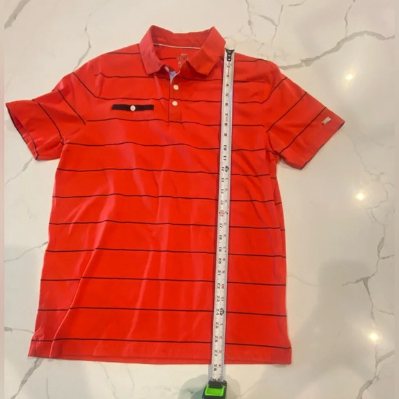 NIKE Dri-Fit Men’s Short Sleeve Polo Striped Medium Red&Navy - Picture 13 of 13